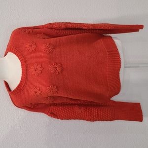 NWT Calligraphie rust orange knit floral sweater L-XL